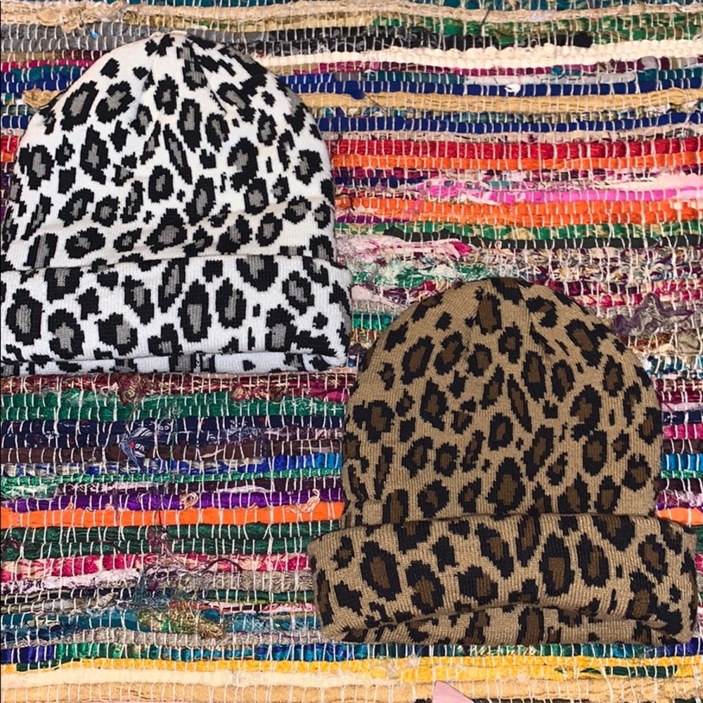 Animal print beanies